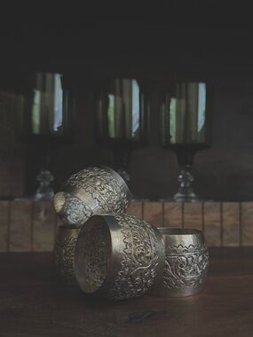 Vintage Silver Tone Napkin Rings Set | Embossed Floral Boho Table Decor